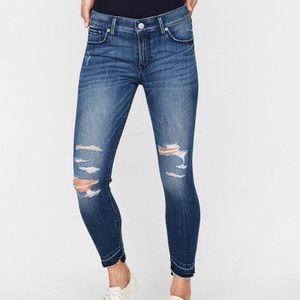 Express Mid Rise Cropped Legging Destroyed